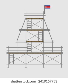 andamio, aislado, fondo, construcción, blanco