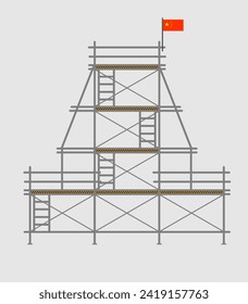 scaffold, isolated, background, construction, white