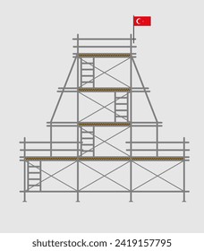 andamio, aislado, fondo, construcción, blanco