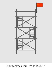 andamio, aislado, fondo, construcción, blanco