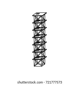 scaffold seven floors monochrome silhouette vector illustration