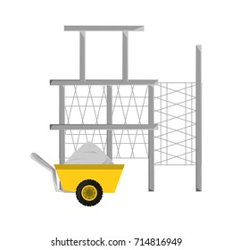 scaffold  and wheelbarrow vector illustration