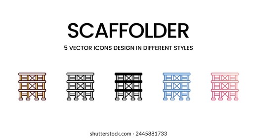 Iconos de andamios establecidos en ilustración de stock de Vector de estilo diferente