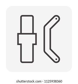 Scaffolding component icon. Consist of joint pin. Also called coupling pin, insert pin and connect pin. And locking arm or steel arm lock use as safety device to hold stacked frame safe and secure.