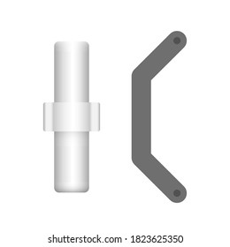 Scaffolding component icon. Consist of joint pin. Also called coupling pin, insert pin and connect pin. And locking arm or steel arm lock use as safety device to hold stacked frame safe and secure.