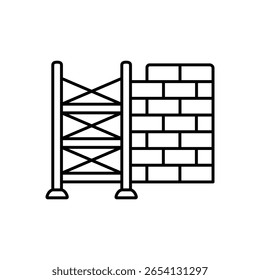 Ícone de Linha de Sistema de Acesso para Construção de Andaimes