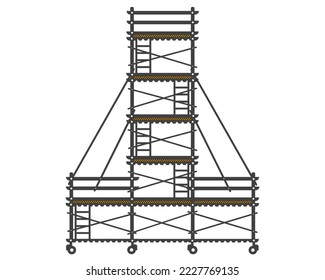 Vector de icono de línea plana de construcción de andamio.