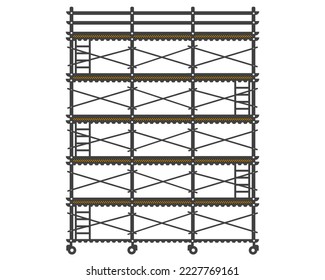 Vector de icono de línea plana de construcción de andamio.