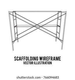 Scaffolding construction furniture wireframe blueprint. Linear outline illustration