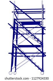 Scaffolding frame 2 floors Japanese standard type isolated on white background. Can be fill dimension or other safety standard by user. Use for construction content or scaffolding rental vendor.