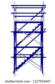 Scaffolding frame 2 floors Japanese standard type isolated on white background. Can be fill dimension or other safety standard by user. Use for construction content or scaffolding rental vendor.