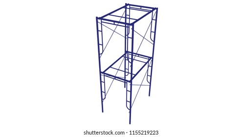 Scaffolding frame 2 floors Japanese standard type isolated on white background. Can be fill dimension or other safety standard by user. Use for construction content or scaffolding rental vendor.