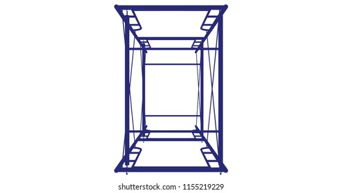 Scaffolding frame 2 floors Japanese standard type isolated on white background. Can be fill dimension or other safety standard by user. Use for construction content or scaffolding rental vendor.