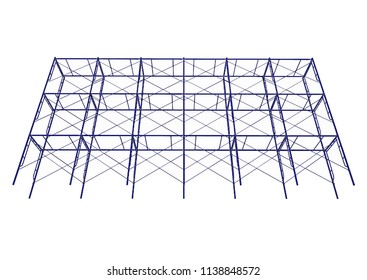 Scaffolding frame 3 floors Japanese standard type isolated on white background. Can be fill dimension or other safety standard by user. Use for construction content or scaffolding rental vendor.