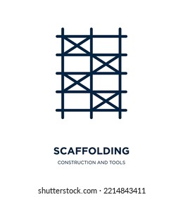scaffolding icon from construction and tools collection. Thin linear scaffolding, construction, building outline icon isolated on white background. Line vector scaffolding sign, symbol for web and 