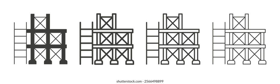 Scaffolding icon flat and linear vector illustration on white background.