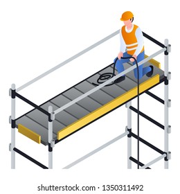 Scaffolding icon. Isometric illustration of scaffolding vector icon for web design isolated on white background