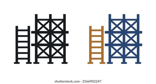 Scaffolding icon set in black and colored