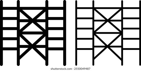 Scaffolding Icon set in black filled and line.