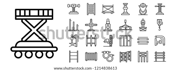Scaffolding icon set. Outline set of scaffolding vector icons for web ...