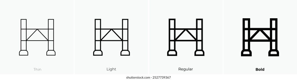 scaffolding icon. Thin, Light Regular And Bold style design isolated on white background