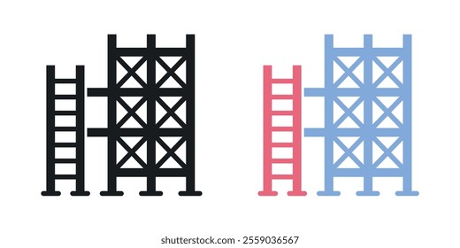 Scaffolding icons in black and colored version