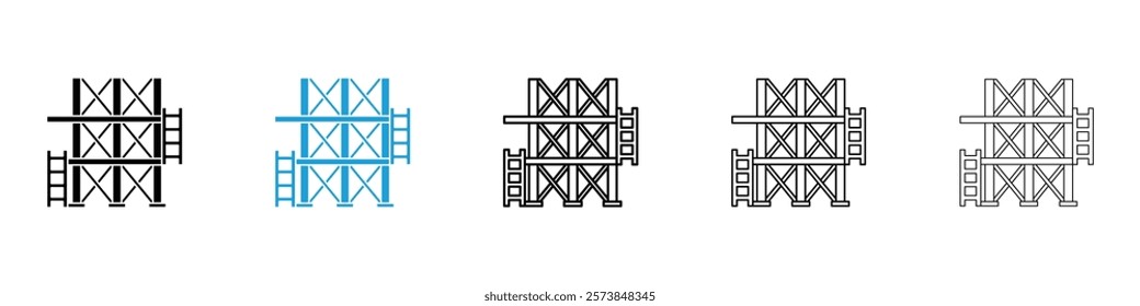 Scaffolding icons in filled and 3 stroke weights