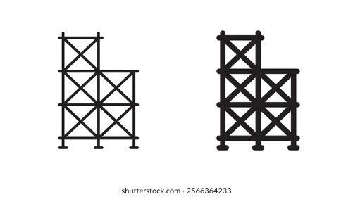 Scaffolding icons in line stroke and flat versions