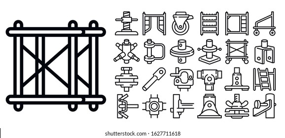 Scaffolding icons set. Outline set of scaffolding vector icons for web design isolated on white background