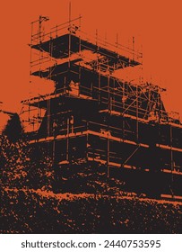 
Scaffolding on tall house silhouette