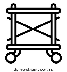 Scaffolding on wheel icon. Outline scaffolding on wheel vector icon for web design isolated on white background