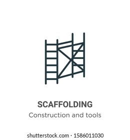 Scaffolding outline vector icon. Thin line black scaffolding icon, flat vector simple element illustration from editable construction and tools concept isolated on white background