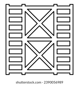 Scaffolding prefabricated construction frame floors two 2 contour outline line icon black color vector illustration image thin flat style