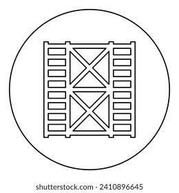 Scaffolding prefabricated construction frame floors two 2 icon in circle round black color vector illustration image outline contour line thin style
