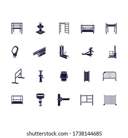 Scaffolding And Safety Equipment Icon Set - Vector Illustrations