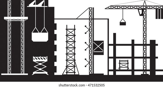 Scaffolding supplies for construction - vector illustration