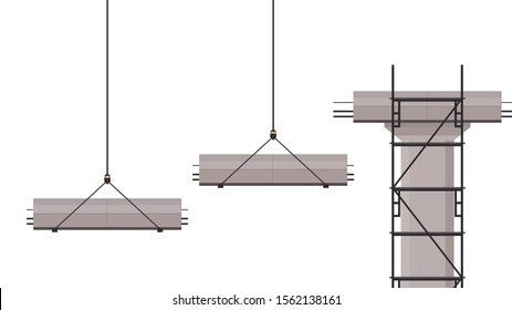 Scaffolding vector. Bridge pillar. Construction. Bridge posts under construction. 