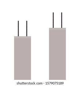 Scaffolding vector. Bridge pillar. Construction. Bridge posts under construction.