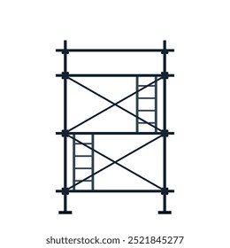 Scaffolding. Vector flat design aluminum prefabricated scaffolding isolated illustration white background.