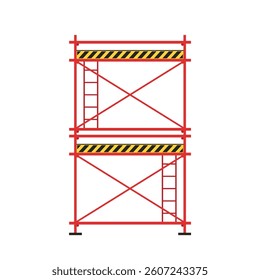 Scaffolding. Vector flat design aluminum prefabricated scaffolding isolated illustration white background.