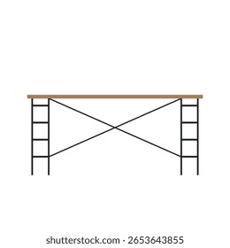 Scaffolding. Vector flat design aluminum prefabricated scaffolding isolated illustration white background.