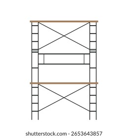 Scaffolding. Vector flat design aluminum prefabricated scaffolding isolated illustration white background.