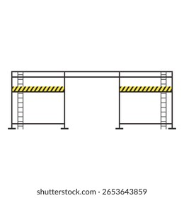 Scaffolding. Vector flat design aluminum prefabricated scaffolding isolated illustration white background.