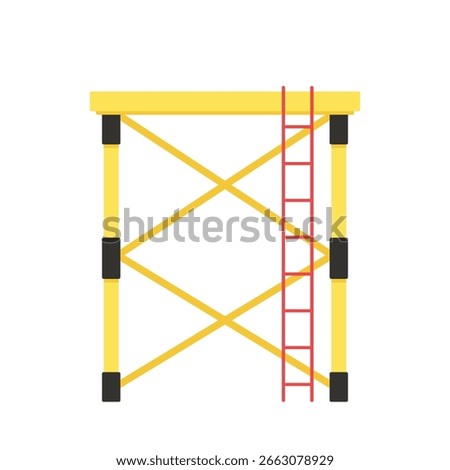 Scaffolding. Vector flat design aluminum prefabricated scaffolding isolated illustration white background.