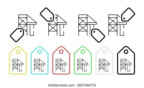 Icono de vector de plegado en la ilustración de conjunto de etiquetas para ui y ux, sitio web o aplicación móvil
