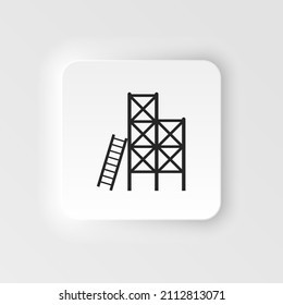 Scaffolding vector neumorphic icon isolated on transparent background, Scaffolding logo concept. Ladder, scaffold, stairs, steps neumorphic icon