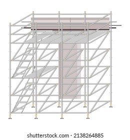 scaffolding white background used in bridge construction area.