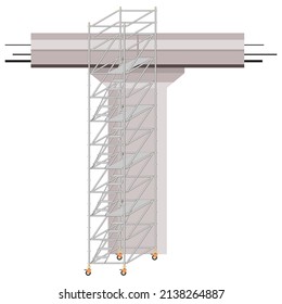 scaffolding white background used in bridge construction area.