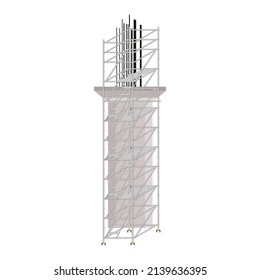 scaffolding white background used in bridge construction area.