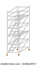 scaffolding, white background, used in construction areas.